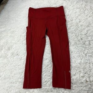 Lululemon Fast & Free Crop II *Nulux 19" Dark Sport Red